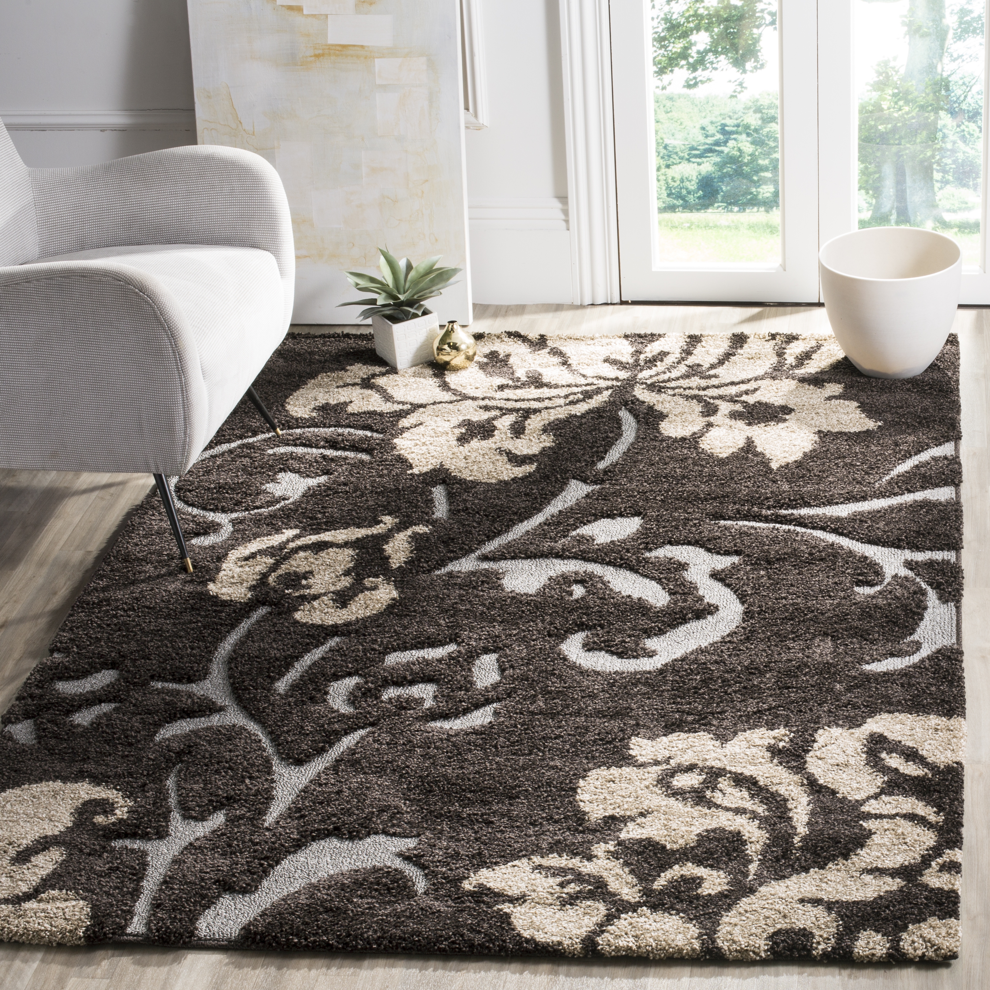 Arlo Home Woven Area Rug, SG458-2879, Dark Brown/Smoke,  5' 3" X 7' 6" - Image 1