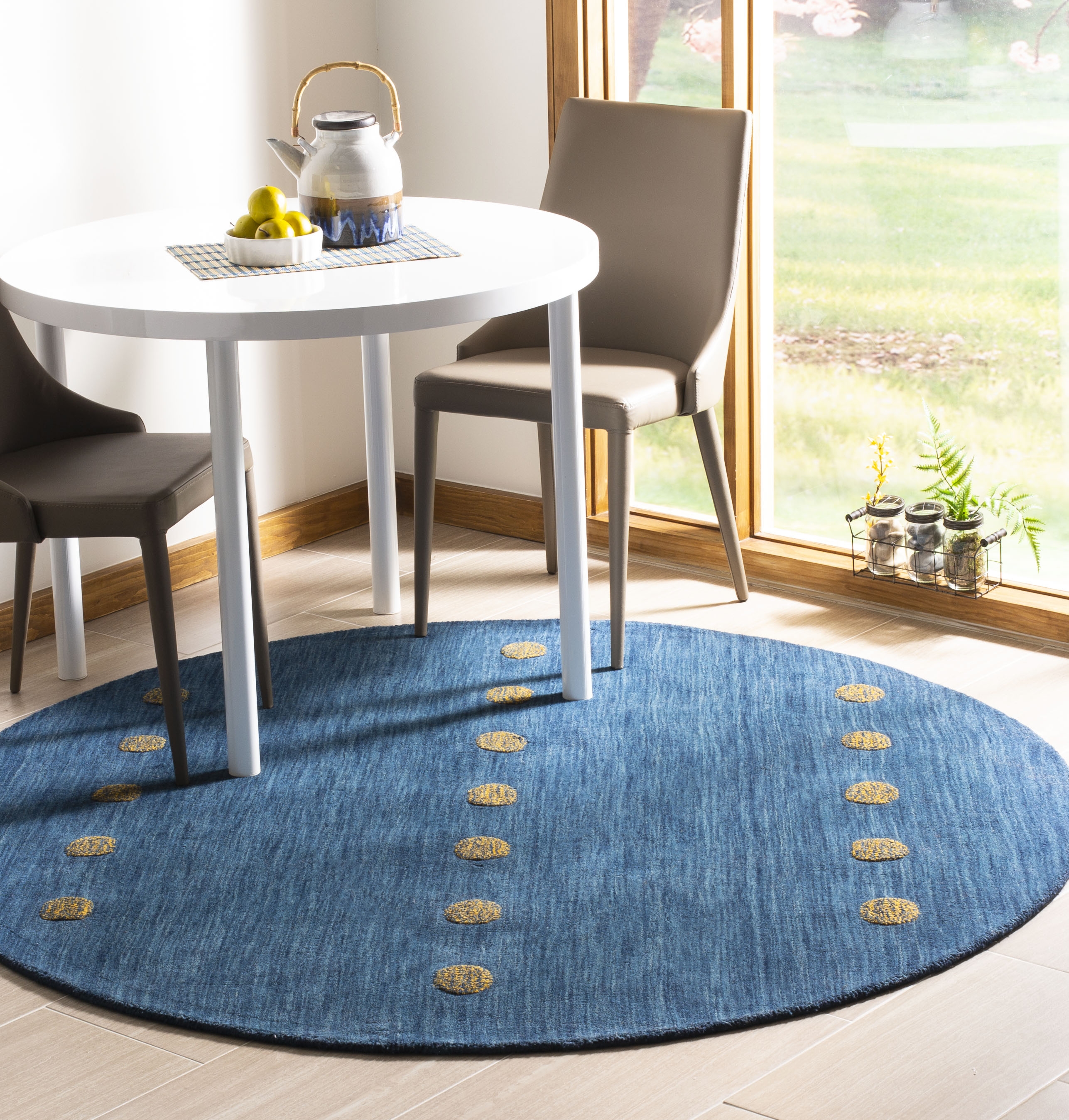 Arlo Home Hand Loomed Area Rug, HIM590M, Blue,  6' X 6' Round - Image 1