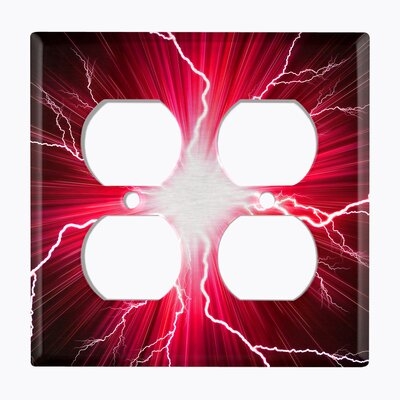 Metal Light Switch Plate Outlet Cover (Lightning Red - Double Duplex) - Image 0