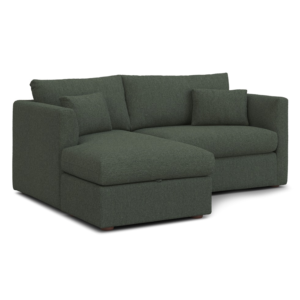 Marina 80" Reversible Storage Sectional - Green Wool Bouclé - Image 0