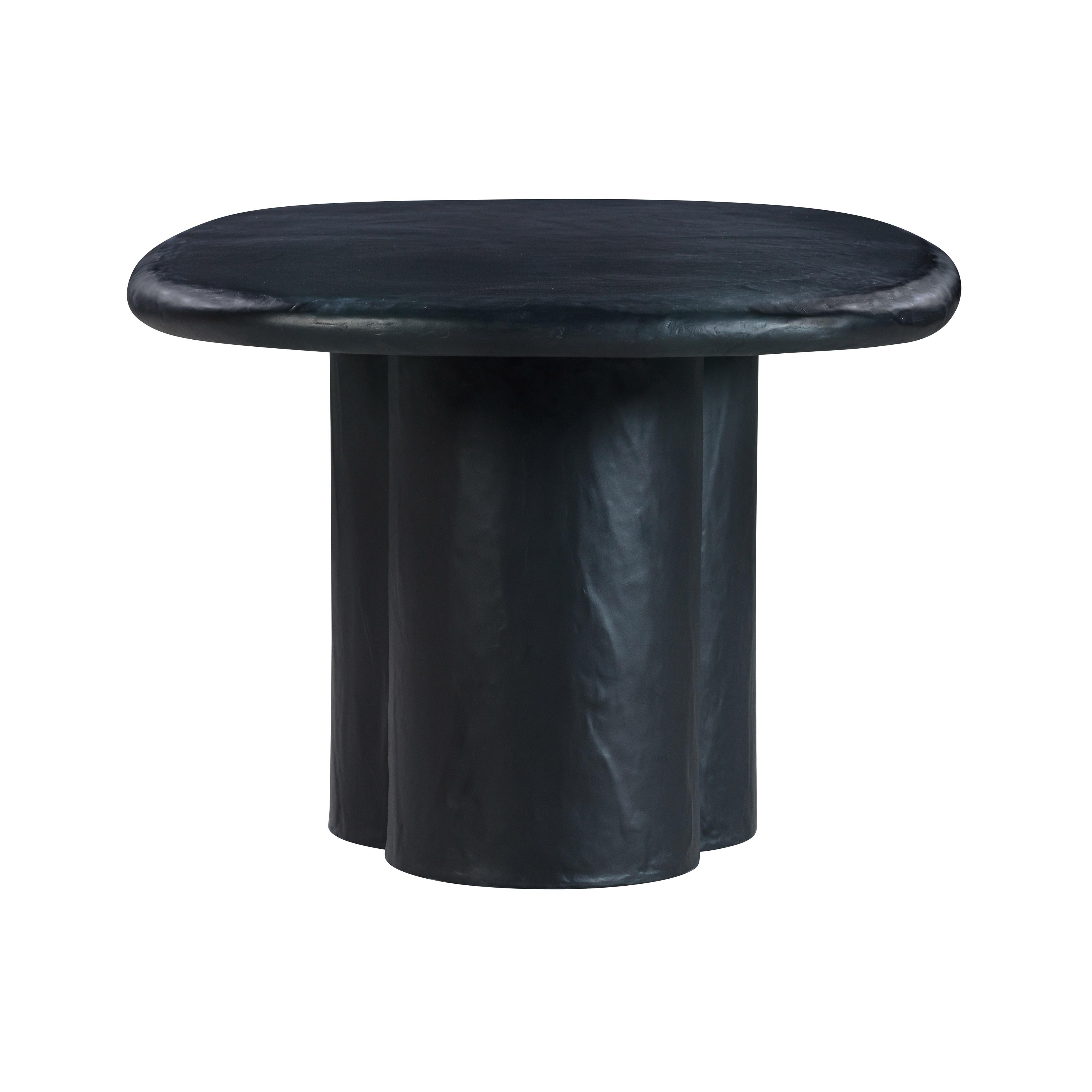 Elika Black Faux Plaster Oval Dining Table - Image 4