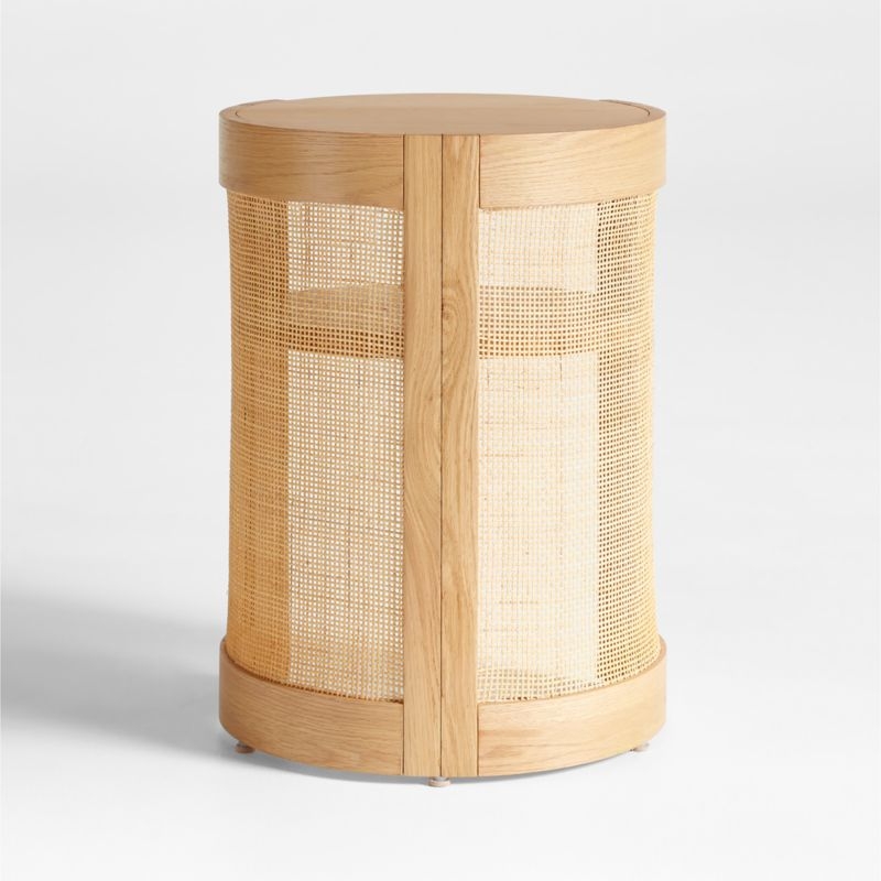 Cane Natural Wood Round Nursery Side Table - Image 5