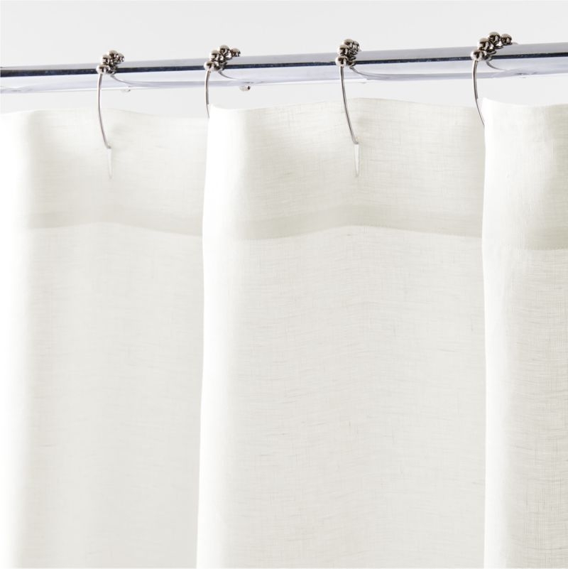 Crisp White EUROPEAN FLAX ™-Certified Linen Shower Curtain - Image 1