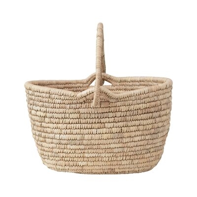 Hand-Woven Grass And Date Leaf Basket With Handle - Image 0