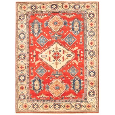 One-of-a-Kind Hypoluxo Hand-Knotted 2010s Gazni Red/Beige 6'5" x 9' Wool Area Rug - Image 0