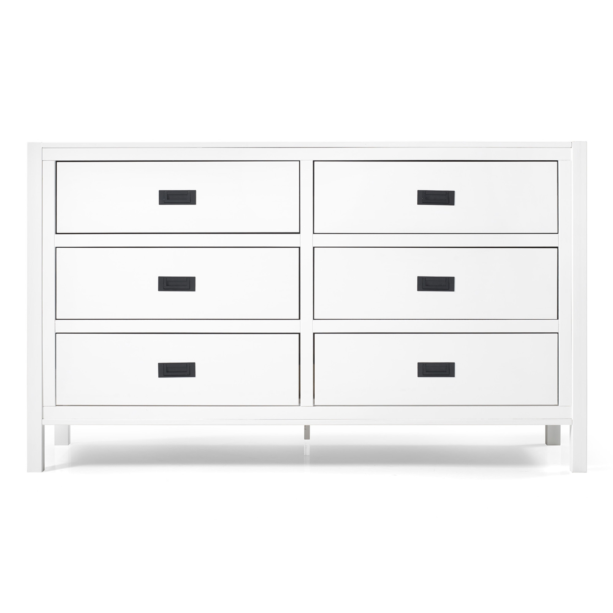 Lydia 57" Classic Solid Wood 6 Drawer Dresser - White - Image 0