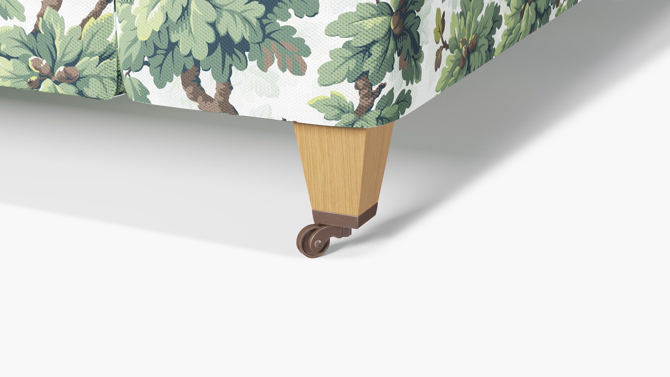 Classic Sofa, Vert Woodland, Natural with Antique Brass Caster - Image 1