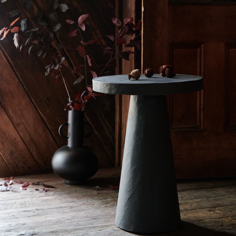 Willy Charcoal Brown Round Pedestal Side Table by Leanne Ford - Image 2