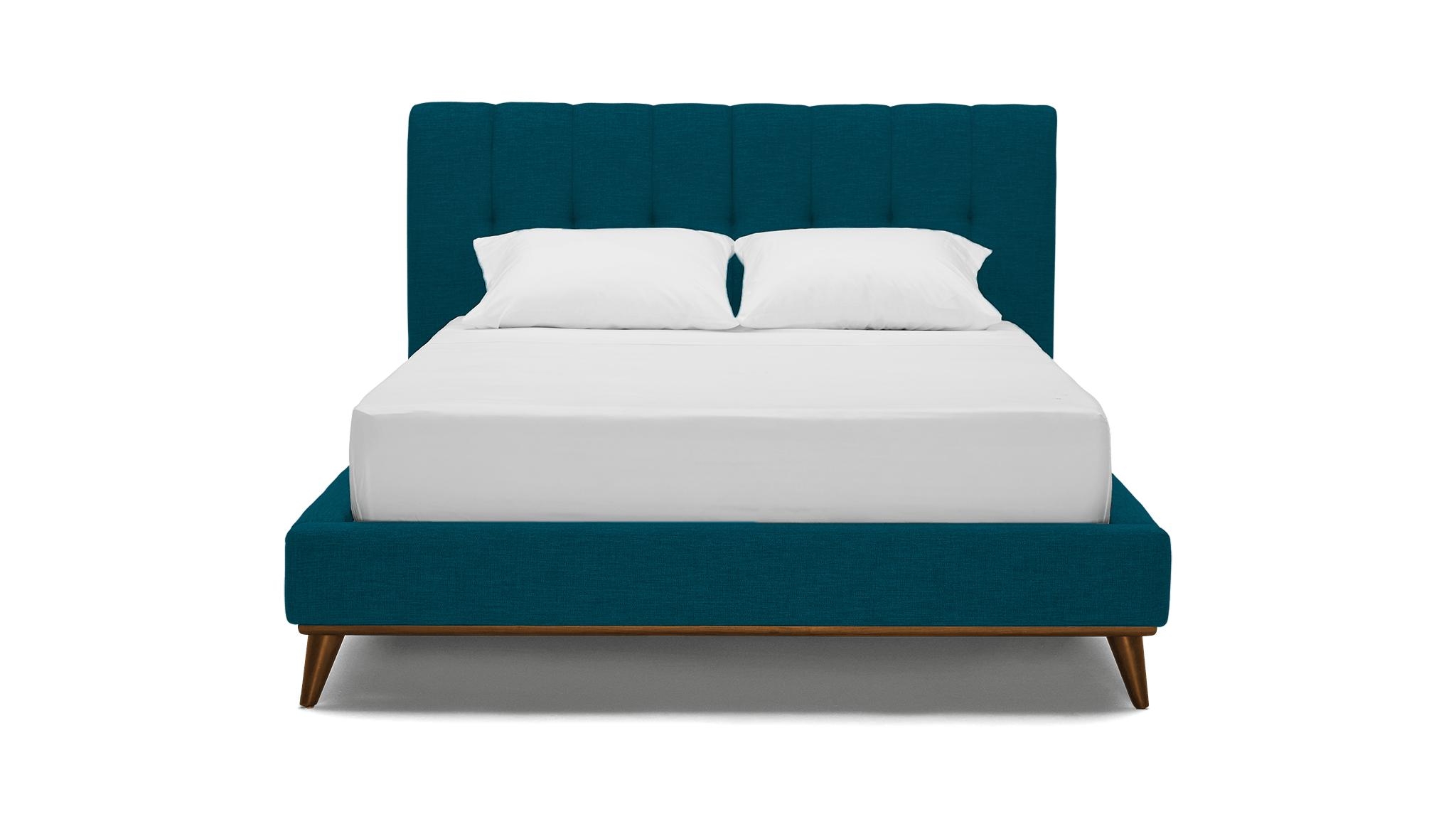 Blue Hughes Mid Century Modern Bed - Key Largo Zenith Teal - Mocha - Full - Image 0