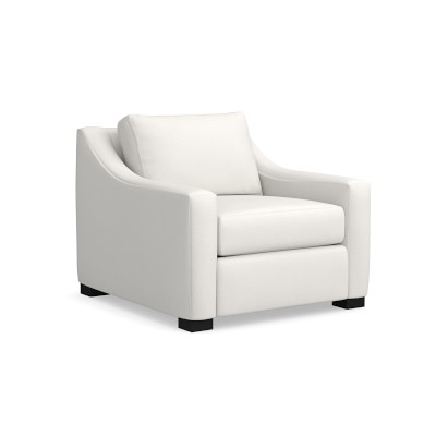 Ghent Slope Arm Club Chair, Down Cushion, LIBECO Belgian Linen, Oatmeal, Ebony Leg - Image 2