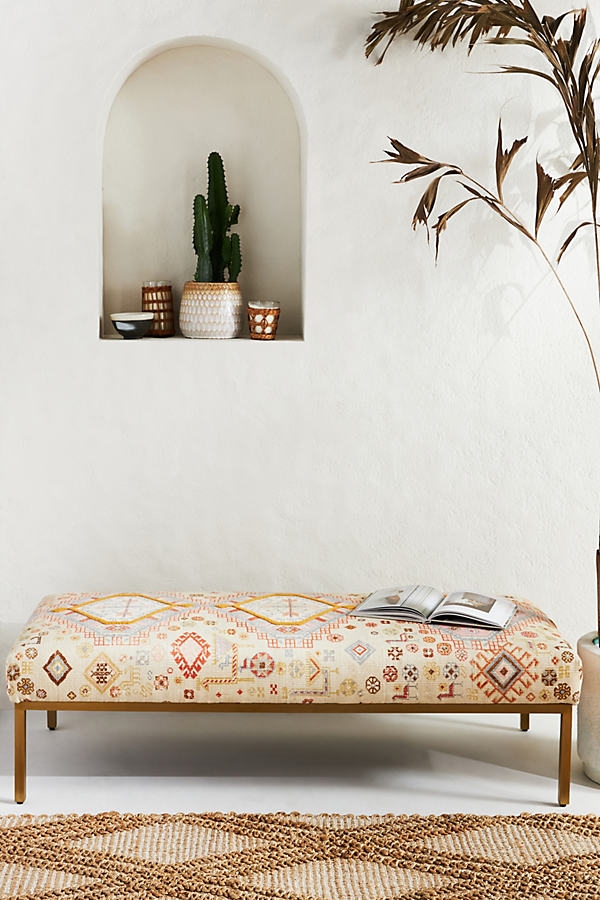 Rug-Printed Folkthread Ottoman By Anthropologie in Assorted - Image 0
