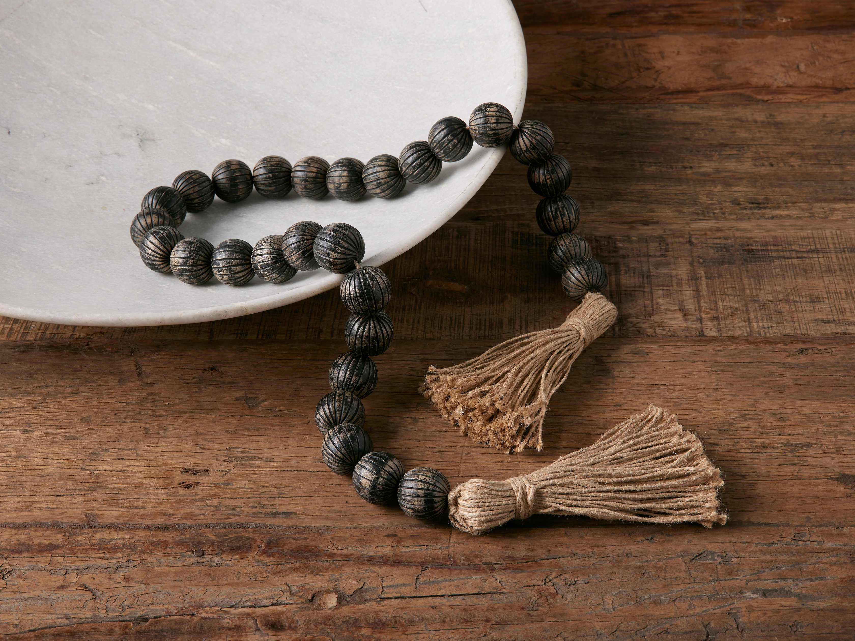 Carved Wooden Strand in Natural Wood Black - Image 0