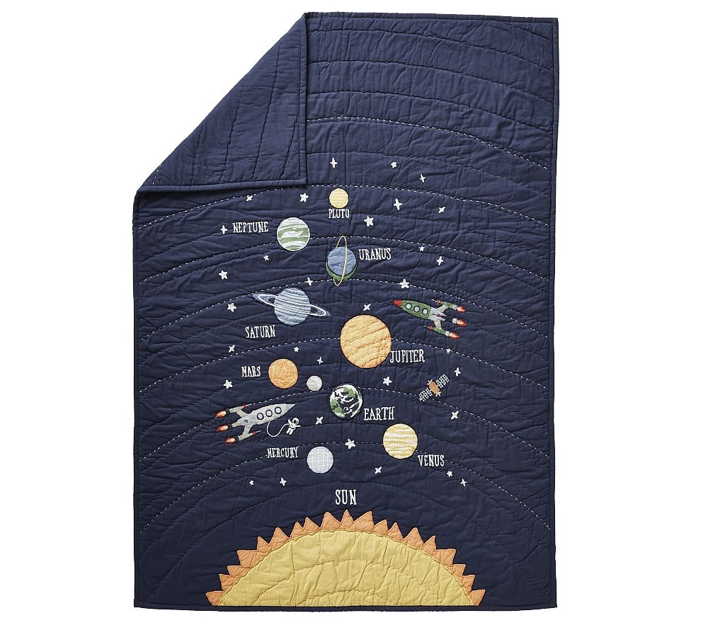 Solar System Toddler Quilt, Navy Multi - Image 0
