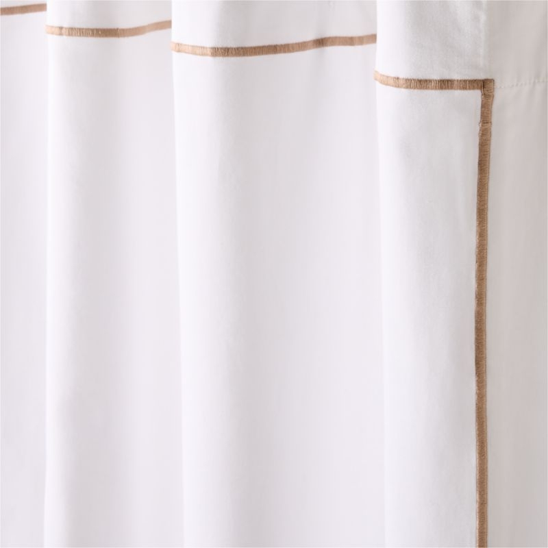 Marisal Organic Cotton White and Taupe Shower Curtain 72" - Image 1