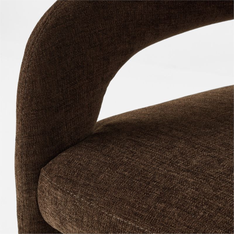 Lisette Brown Performance Fabric Dining Armchairs Set of 4 - Image 5