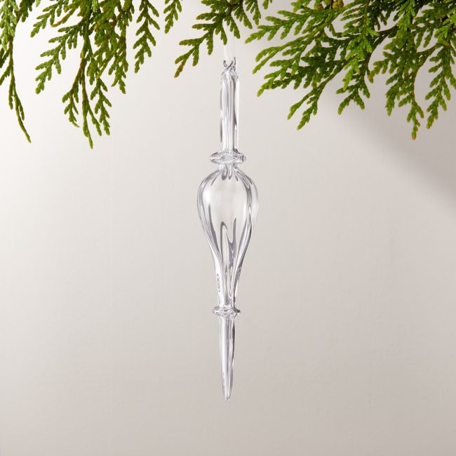 Loire Finial Clear Handblown Glass Christmas Tree Ornament 9" - Image 0