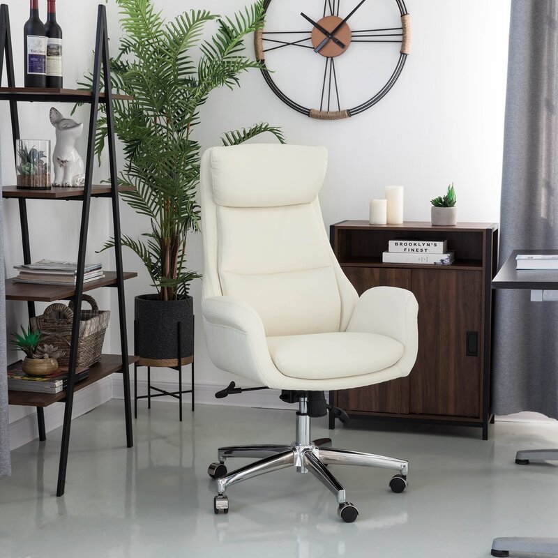 Harkness Ergonomic Faux Leather Executive Chair, Cream - Image 8