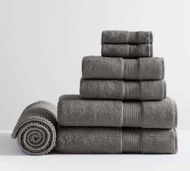Classic Organic Washcloth Hand and Bath Towel With Bath Mat, Simply Taupe, Set of 7 - Image 2