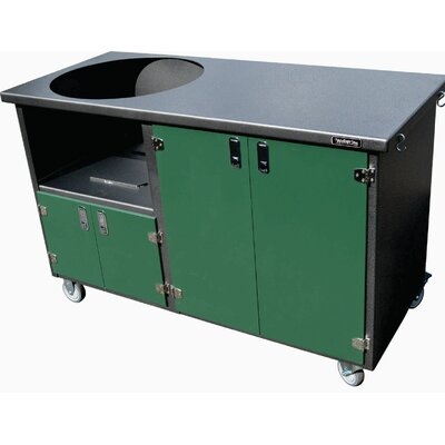 4 Door Cabinet For Xlarge BGE, Silver Vein Body With Green Doors And Stainless Steel Hardware - Image 0