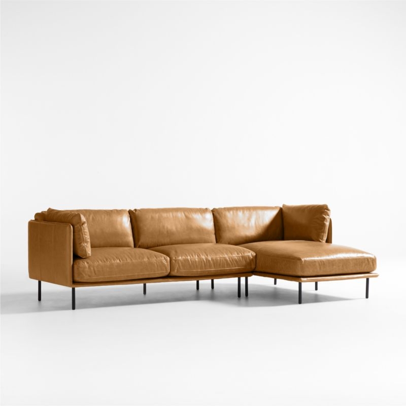 Wells 2-Piece Leather Sectional Sofa with Chaise Lounge - Image 7