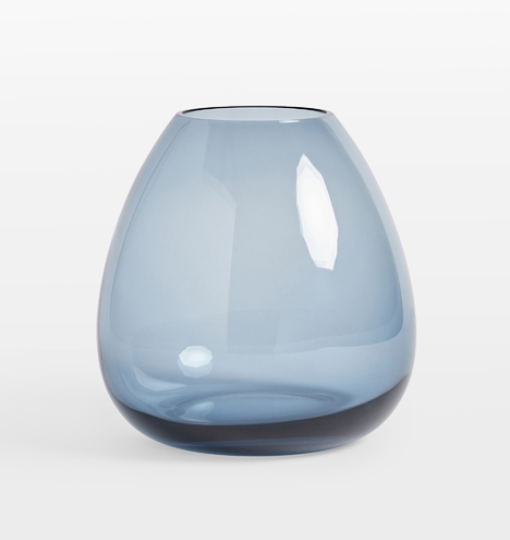 Audrey Medium Wide Mouth Blue Glass Vase - Image 0