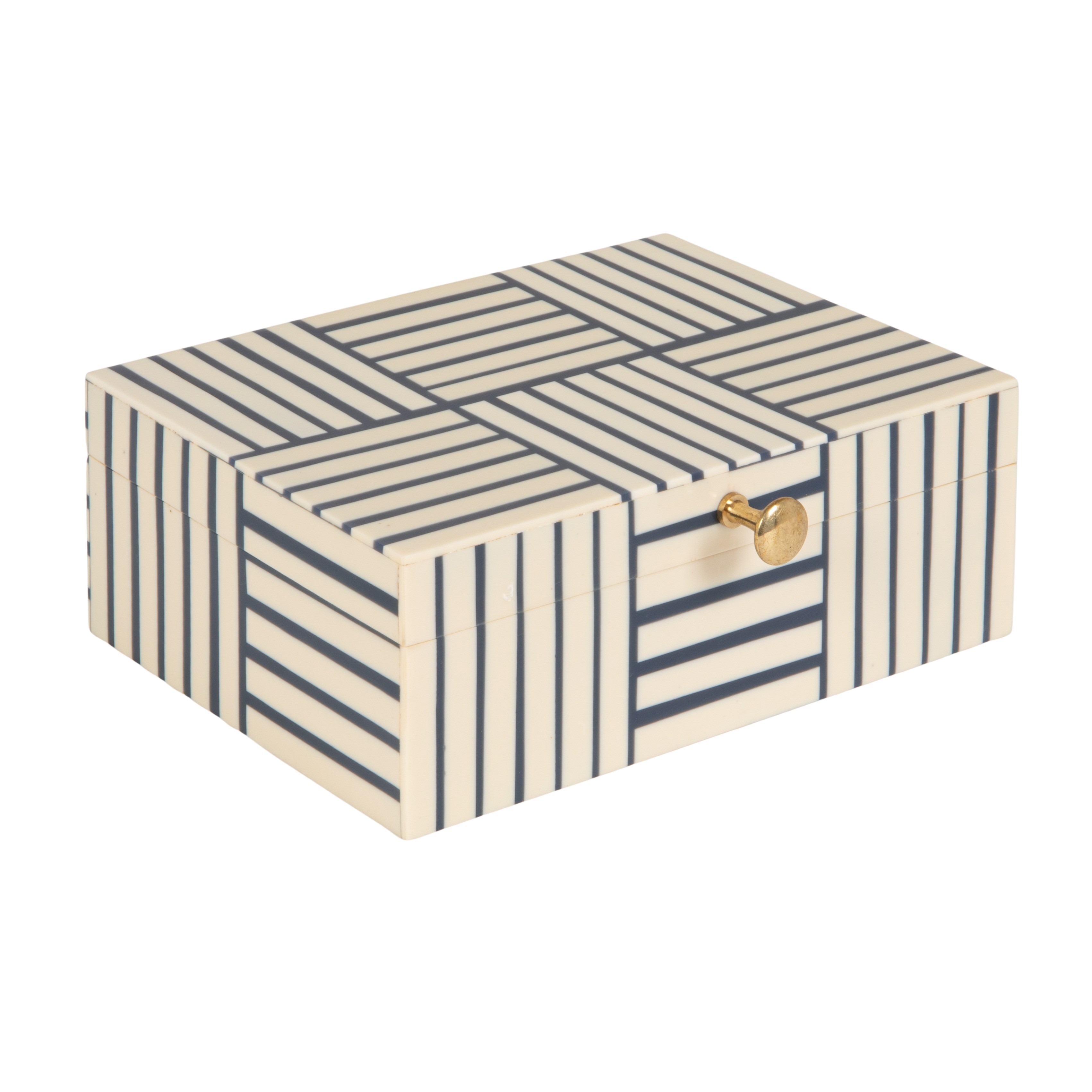 Blue & White Striped Resin Storage Box - Image 0