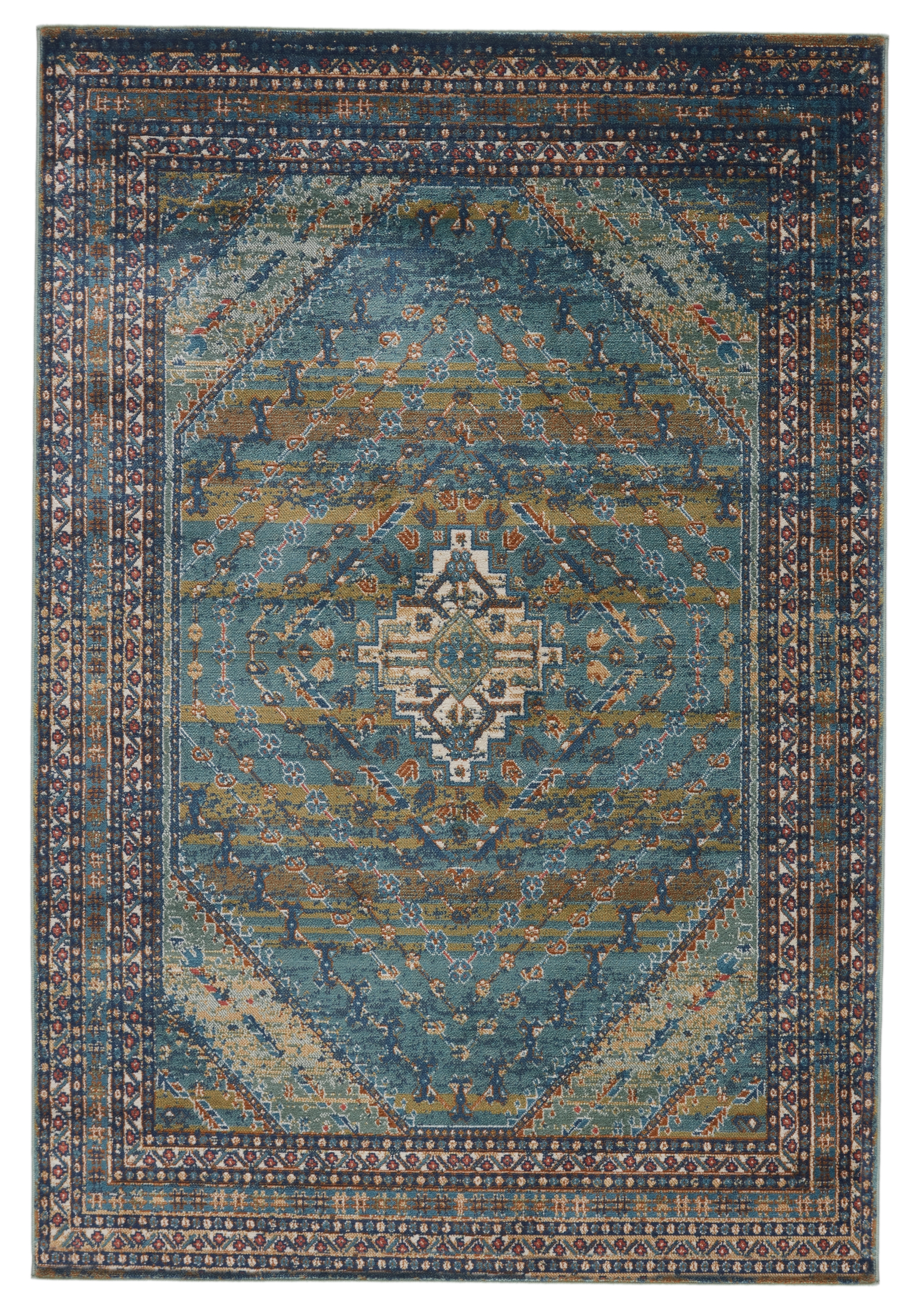 Vibe By Selah Medallion Blue/ Green Area Rug (5'X7'6") - Image 0