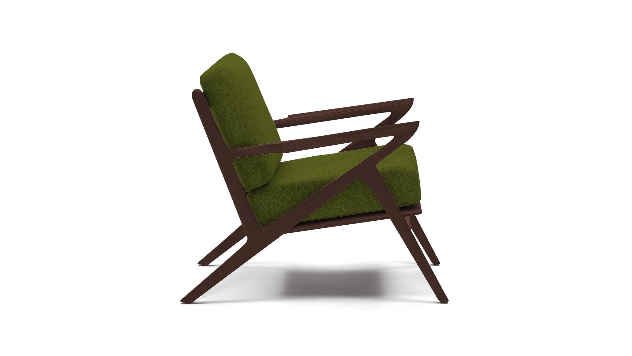Green Soto Mid Century Modern Concave Arm Chair - Royale Apple - Walnut - Image 2