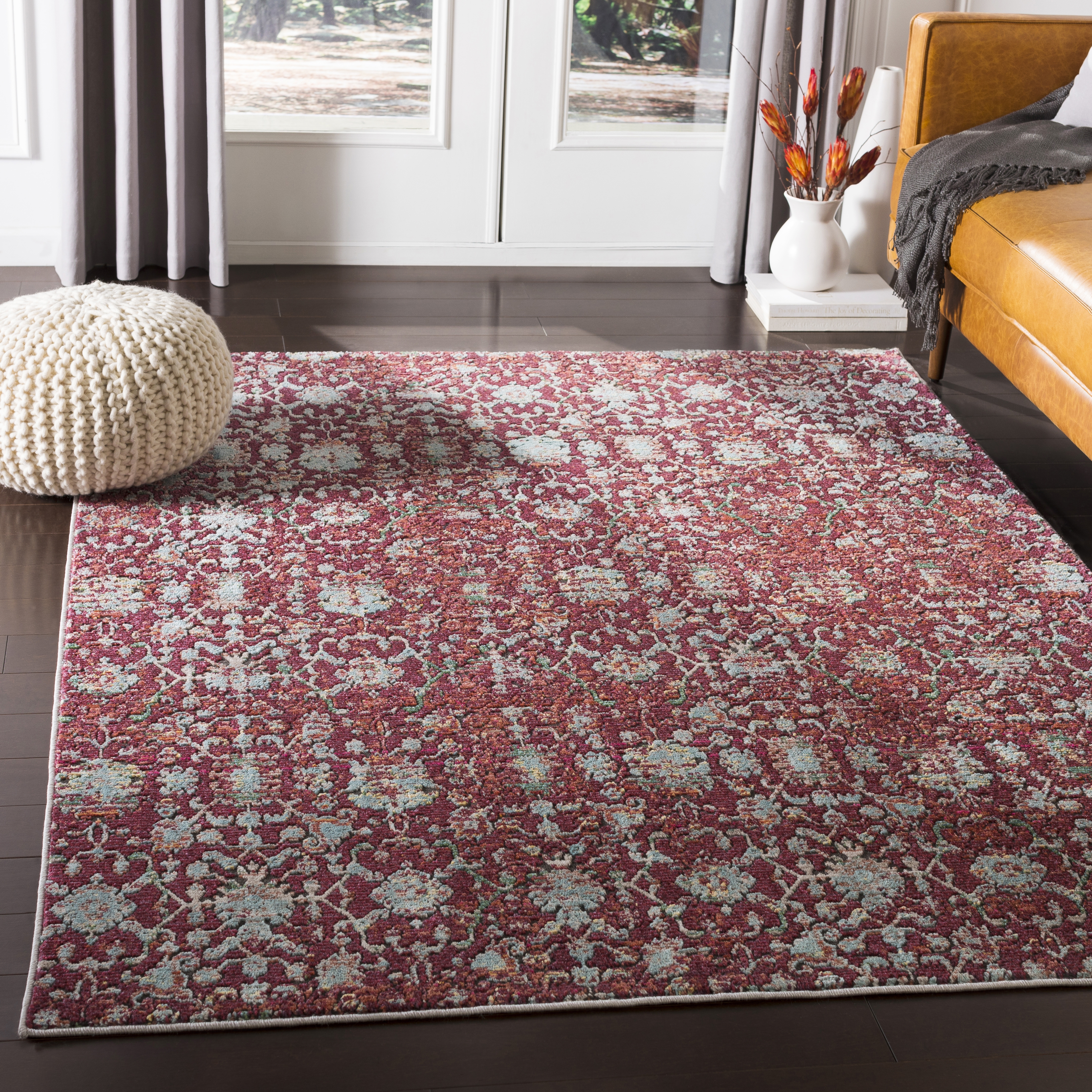 Herati Red Indoor 2' x 2'11" Machine Woven Rug - Image 1