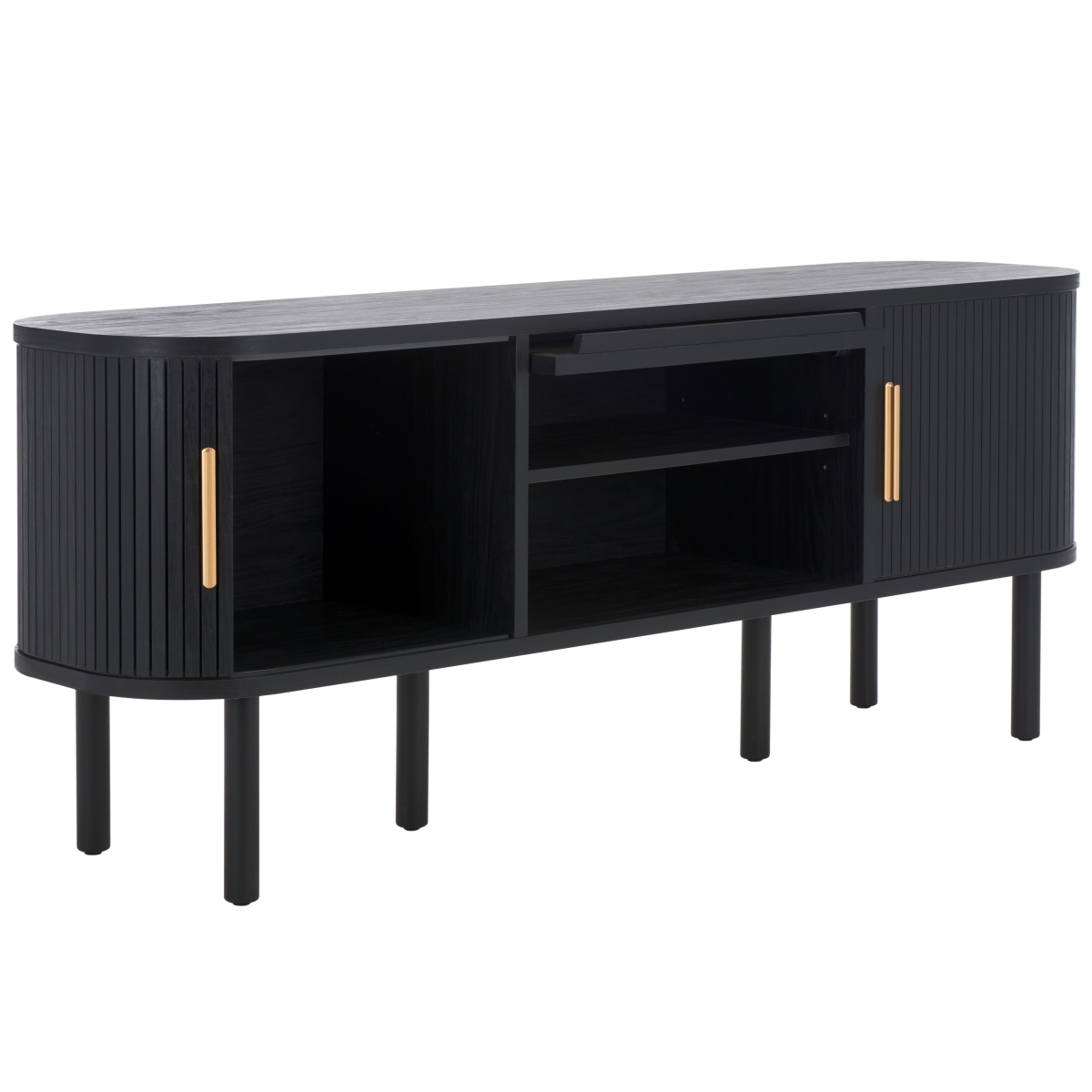 Tealla Media Stand - Black / Gold - Safavieh - Image 7