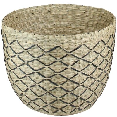 11.25" Natural Brown And Black Lattice Print Woven Seagrass Basket - Image 0