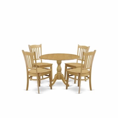 Alcott Hill® Sely-OAK-W 5 Pc Table And Chairs Dining Set - Oak Wood Table With 4 Kitchen Chairs - Oak Finish - Image 0