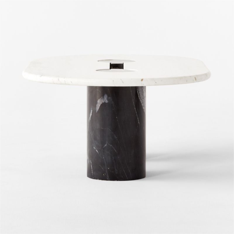 Liguria 51.25" Oval White Marble Coffee Table with Black Marble Base by Gianfranco Frattini - Image 5