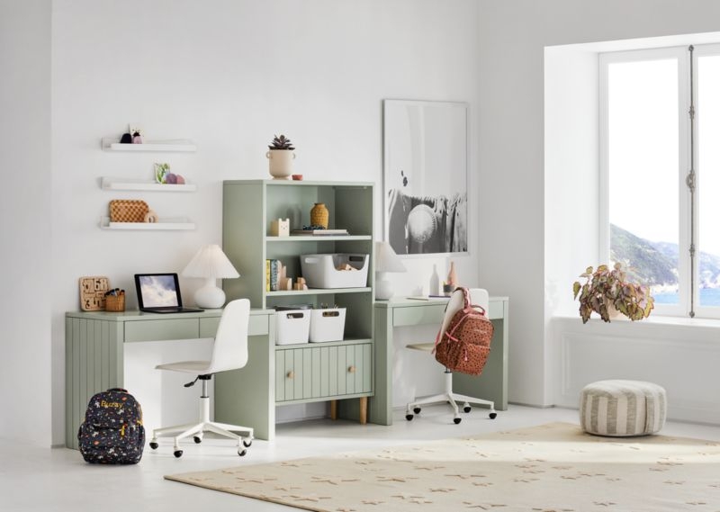 Finn Sage Green Wood 2-Drawer Kids Desk - Image 1