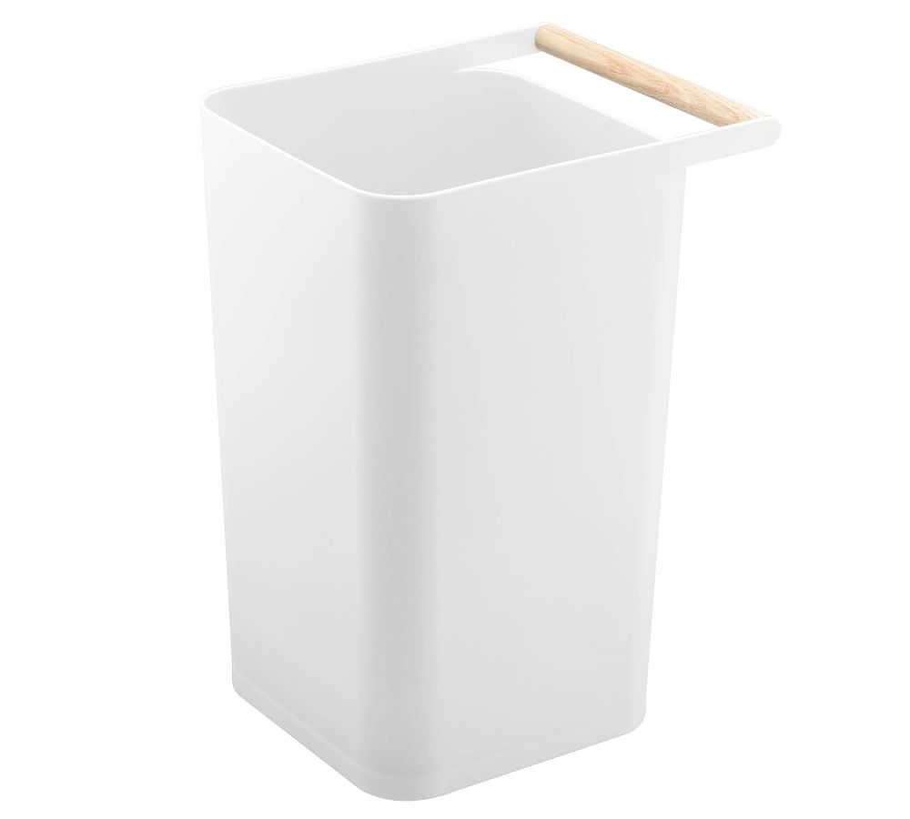 Yamazaki Wood Handle 2.5 Gallon Trash Can, White - Image 0