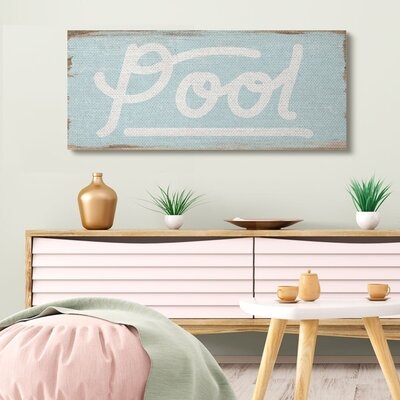 Rustic Turquoise Pool Sign Distressed Wood Pattern by Daphne Polselli - Graphic Art Print - Image 0