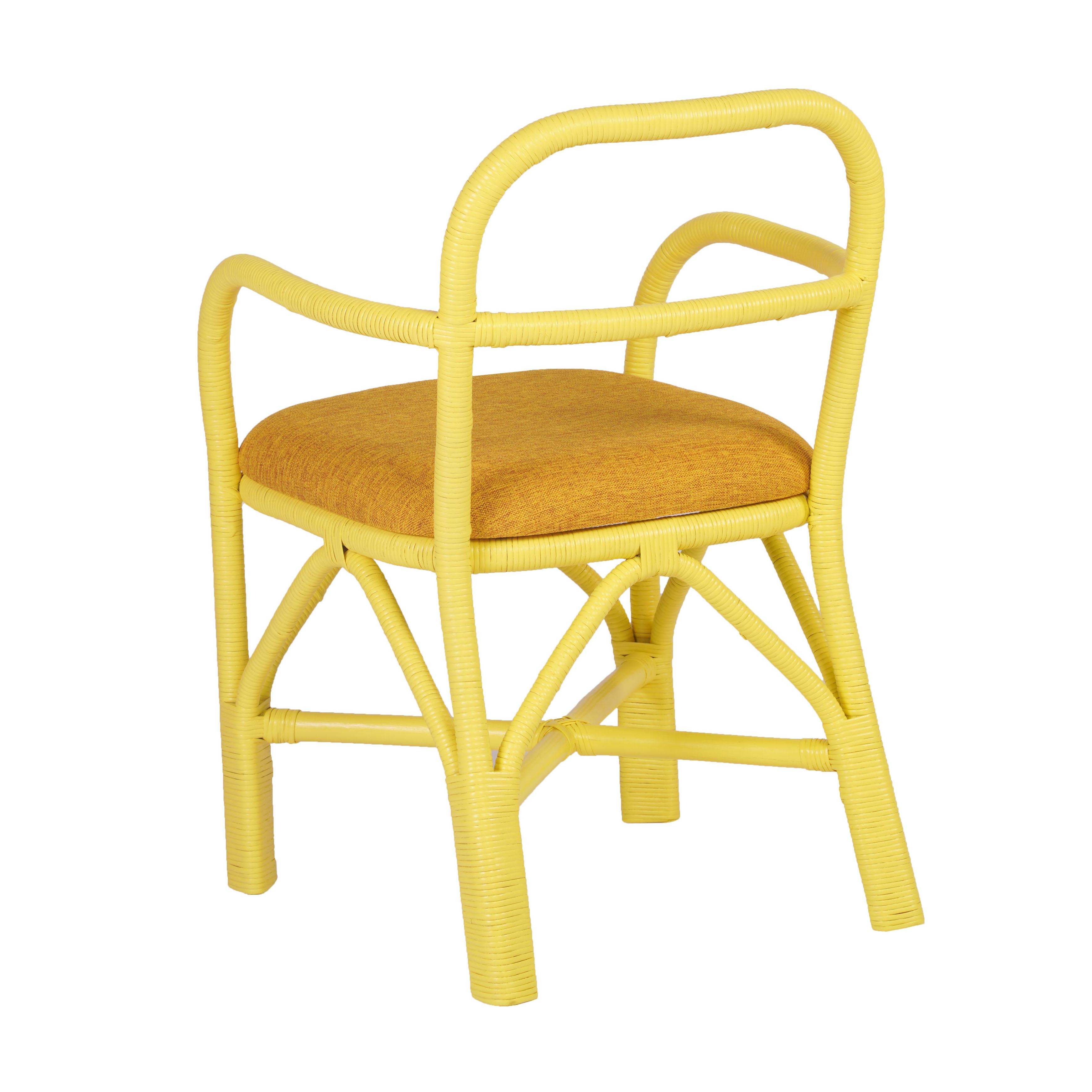 Ginny Yellow Rattan Dining Chair - Image 3