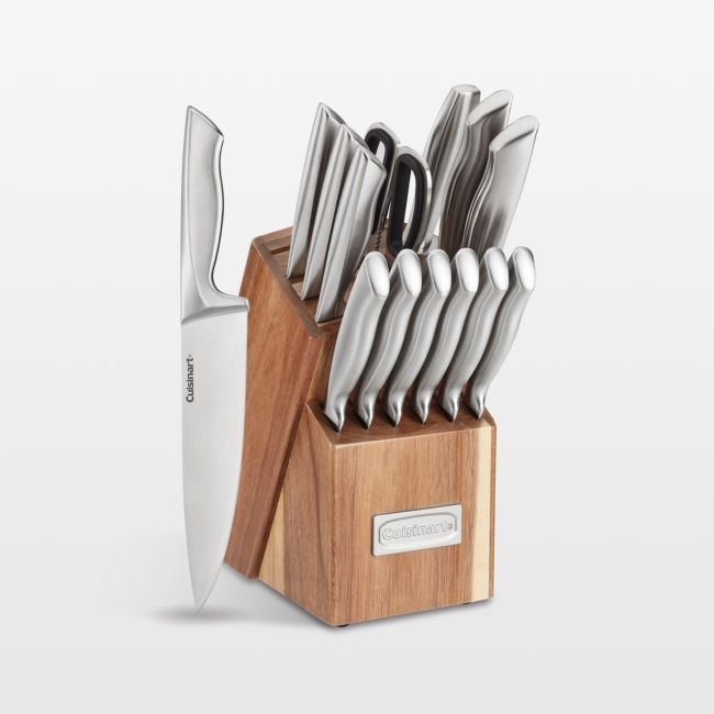 Cuisinart ® 15-Piece Stainless Steel Hollow-Handle Cutlery Block Set with Acacia Block - Image 0