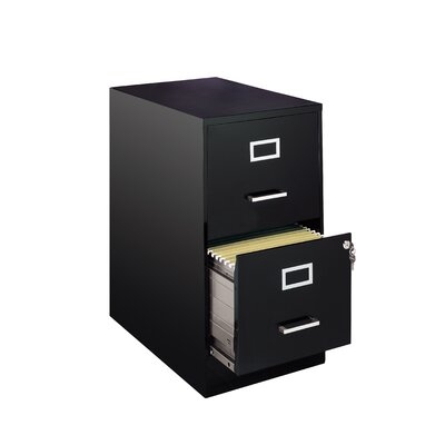 Space Solutions 22" Deep 2 Drawer Metal File Cabinet With Ball Bearing Slides, Black - Image 0