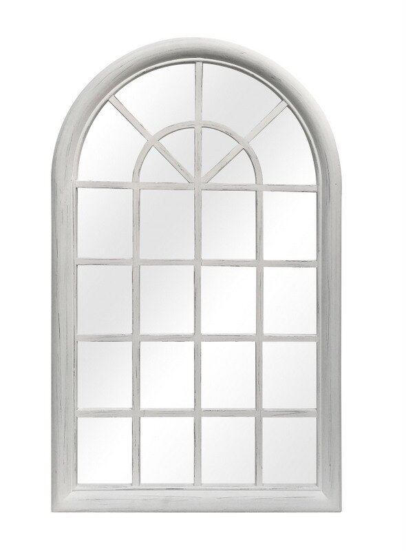 Arched Wood Pane Accent Mirror Finish: Distressed White - Image 0