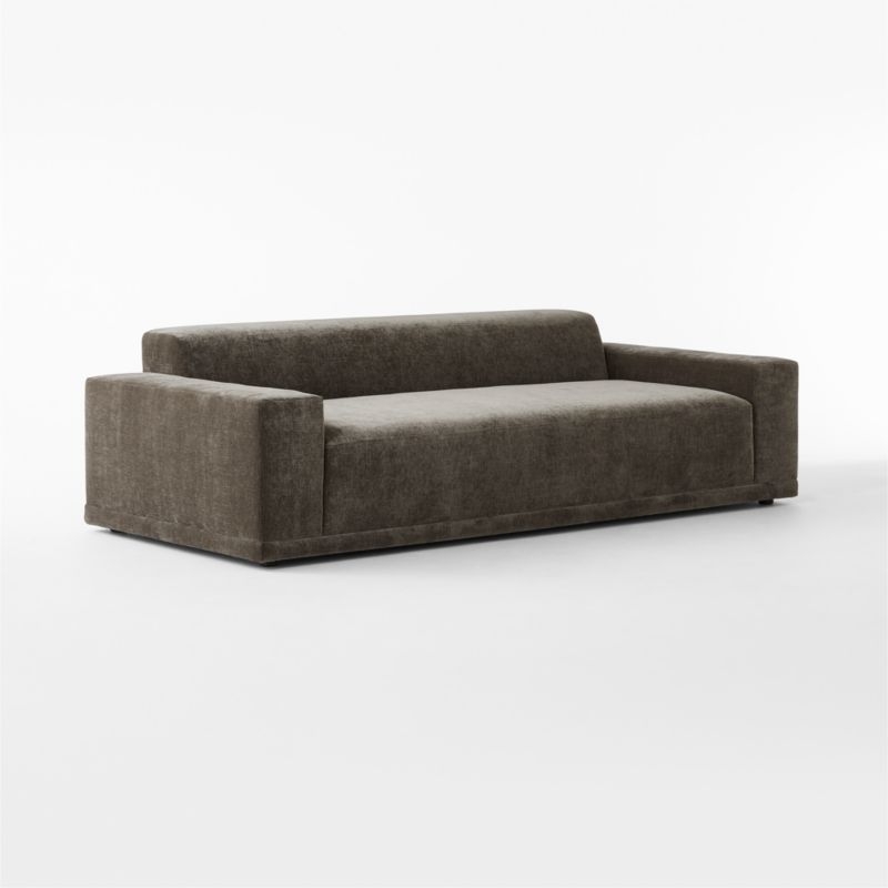 Faible 100" Grey Performance Velvet Deep Depth Sofa - Image 1