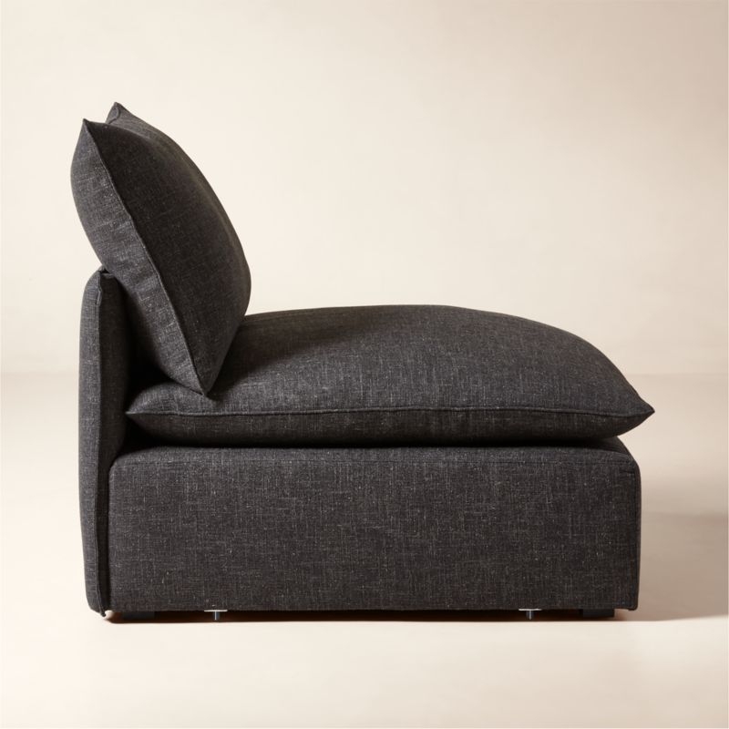 Lumis Dark Grey Performance Fabric Deep Depth Armless Chair - Image 3