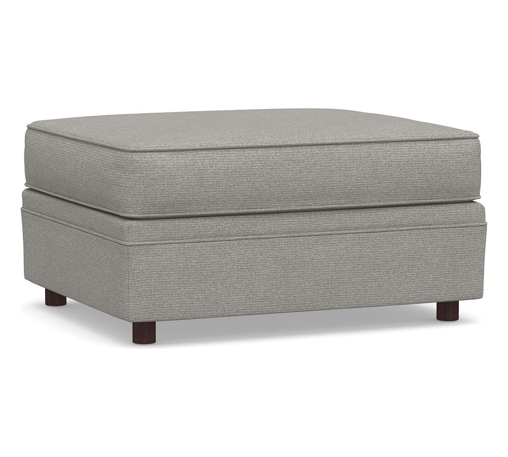 Pearce Upholstered Sectional Ottoman, Polyester Wrapped Cushions, Performance Heathered Basketweave Platinum - Image 0