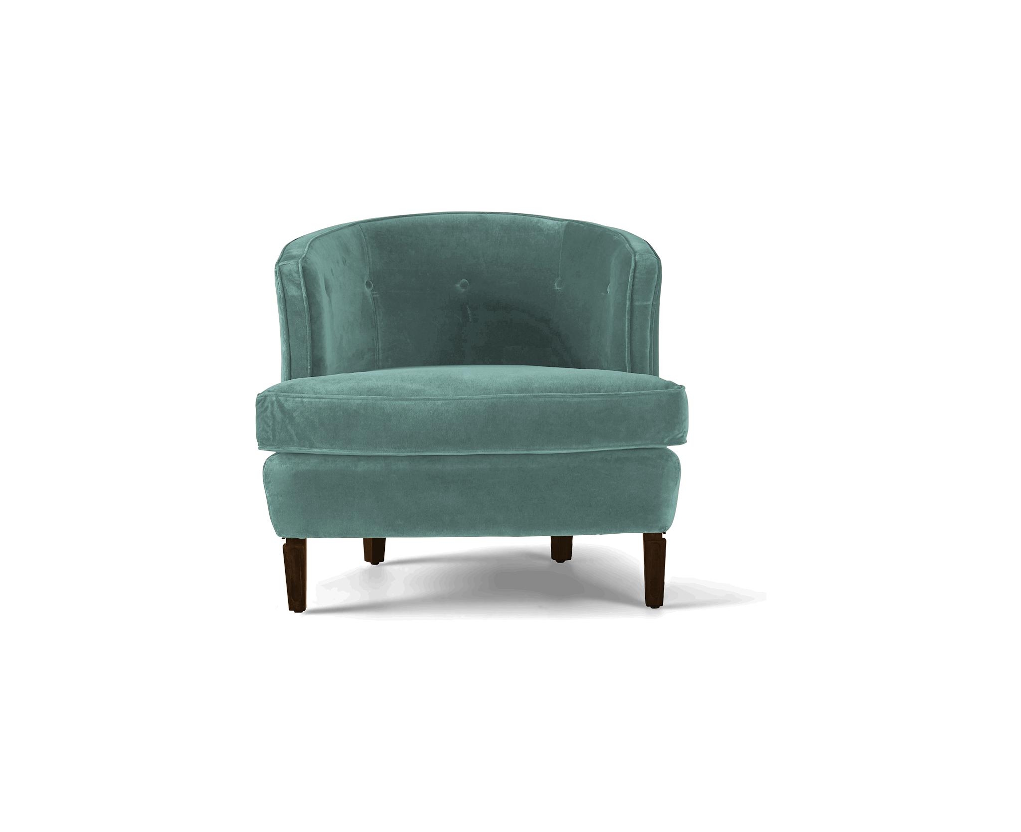 Green Leigh Mid Century Modern Chair - Essence Aqua - Mocha - Image 0