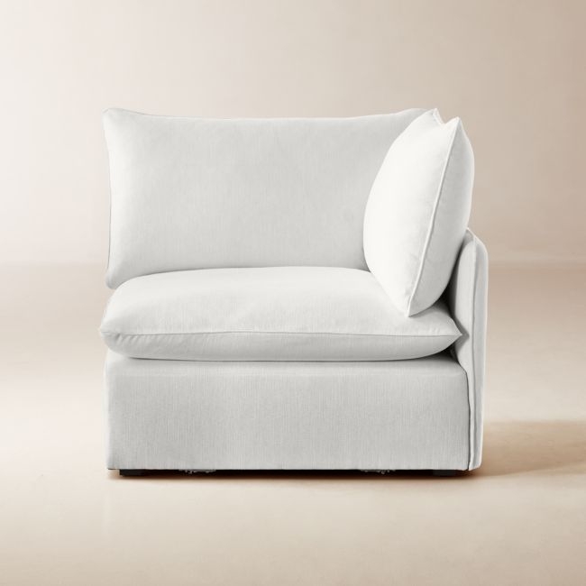 Lumis Snow White Performance Fabric Deep Depth Corner Chair - Image 0