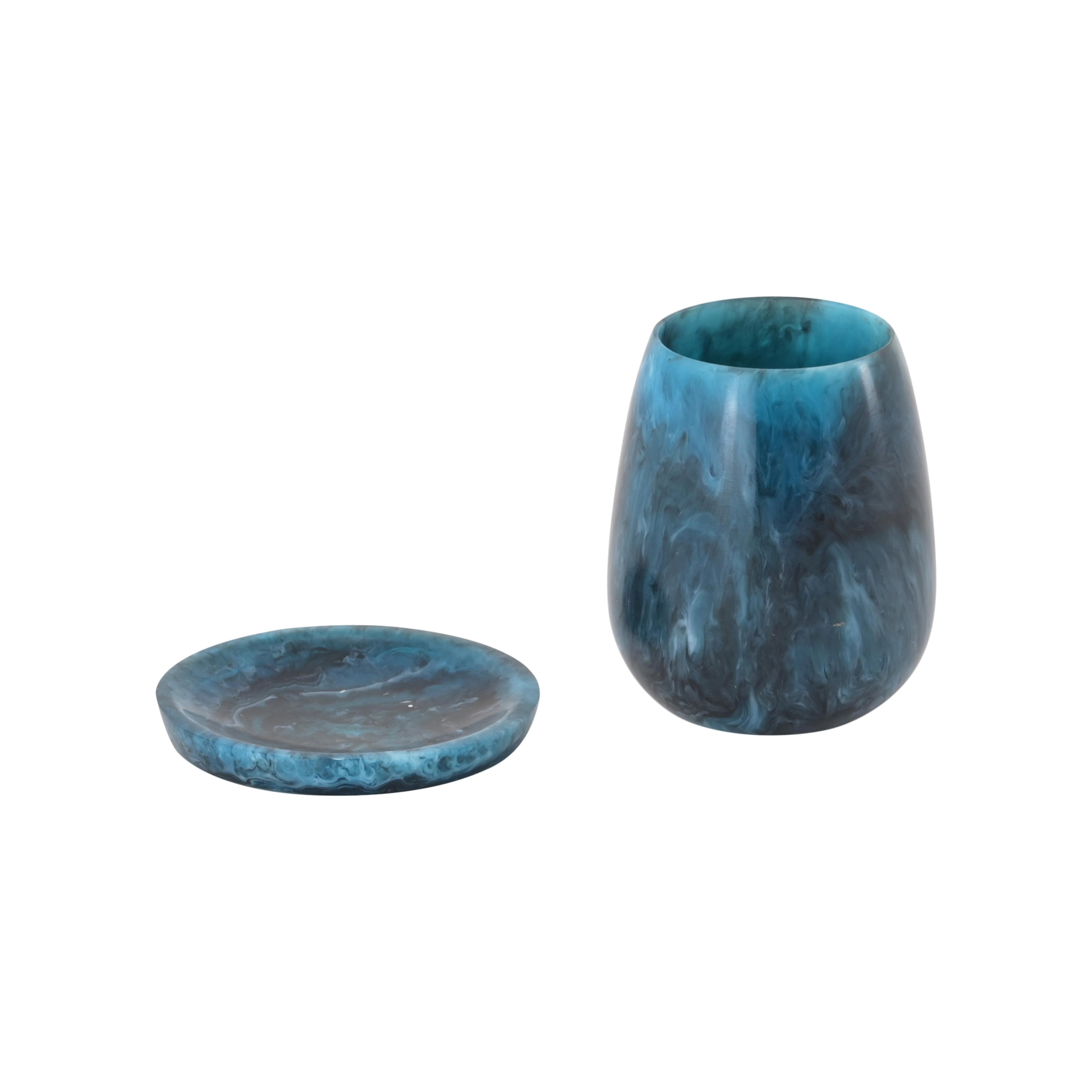 Rounded Blue Swirl Resin Kiddush Cup - Image 1