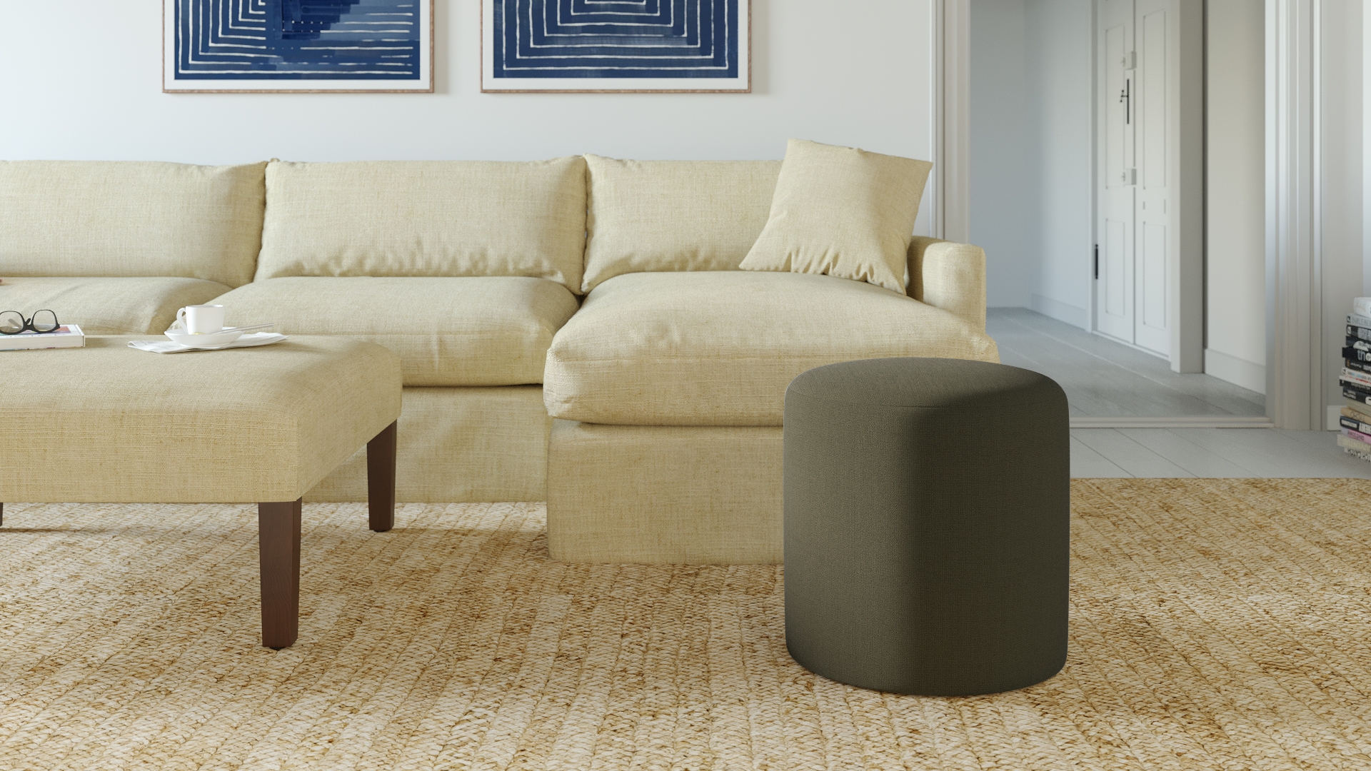 Chapter Ottoman - Olive Linen - Image 2