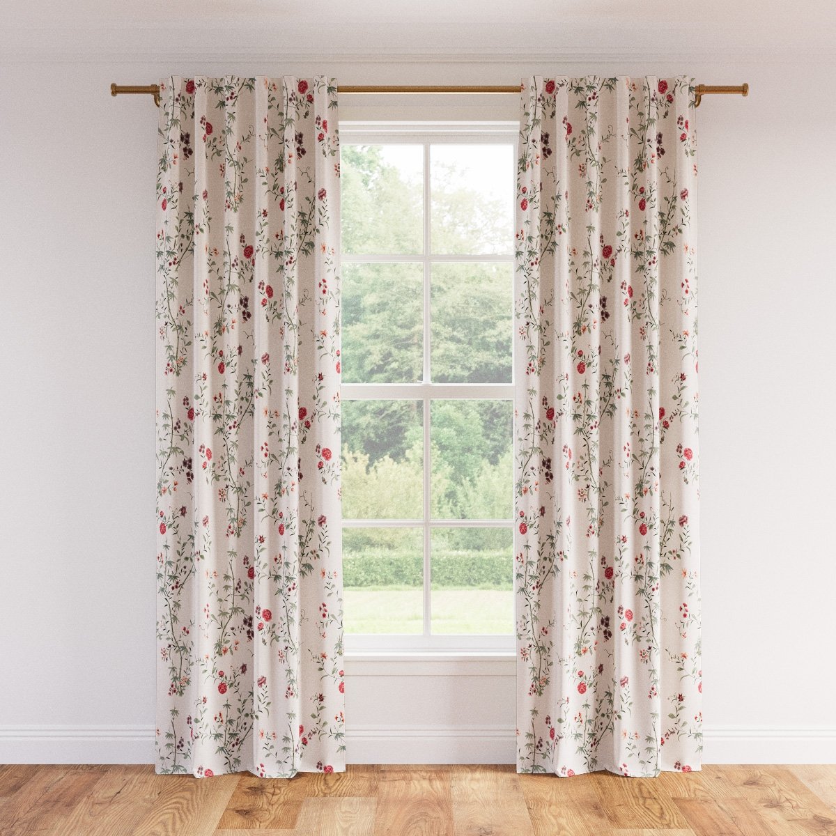 Printed Linen Curtain, Multi Bamboo Garden, 50" x 96", Privacy - Image 0