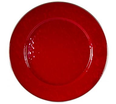 Solid Enamel Charger Plates, Set of 2 - Red - Image 5