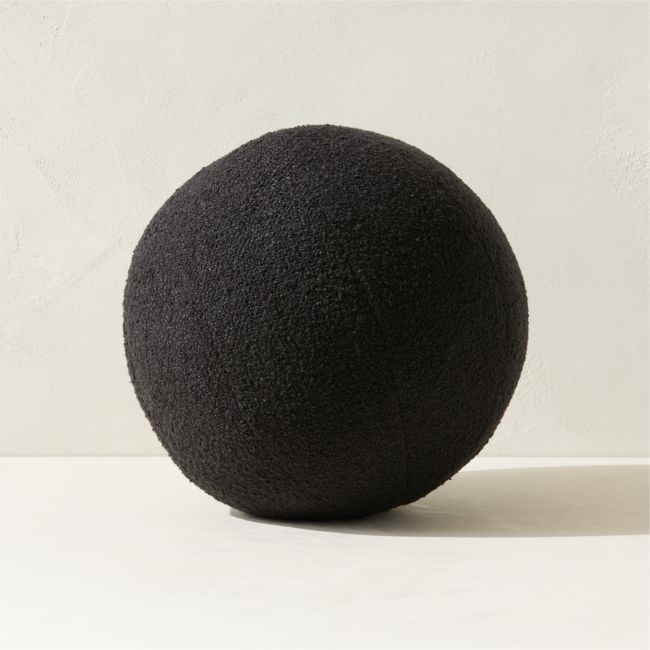 Silves Black Boucle Sphere Outdoor Throw Pillow 12" - Image 0